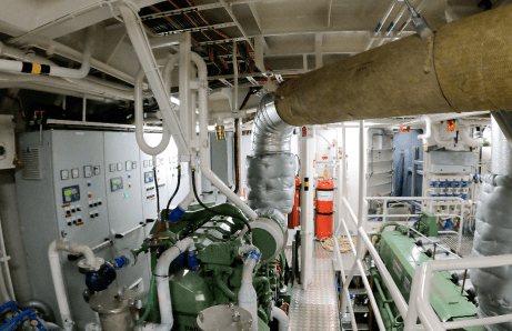 A shot in a mechanic room in a boat